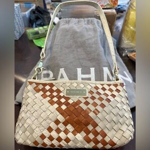 Brahmin Multi-Texture Tricolor Woven Leather Baguette Shoulder Bag EUC wDust Bag